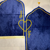 Blue & Blue Lined Dome Couple Janamaz with Heart